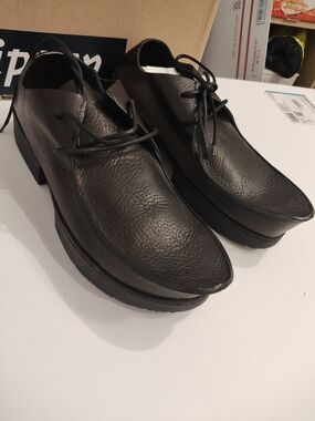 Classic Trippen Black Leather Lace-Up Derby Oxfords 9-9.5 U.S.